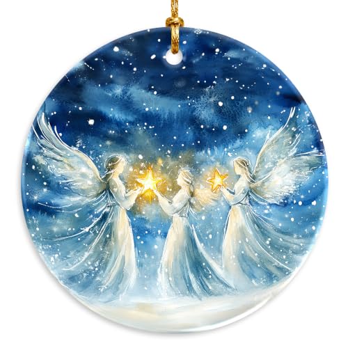 Angel Christmas Ornament 2026 - Heavenly Star Ceramic Hanging Xmas Tree Decor Keepsake - Religious for Mom, Daughter, Sister, Grandma, Friend, Christian