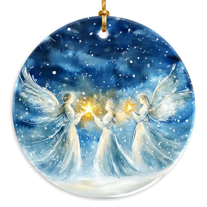 Angel Christmas Ornament 2026 - Heavenly Star Ceramic Hanging Xmas Tree Decor Keepsake - Religious for Mom, Daughter, Sister, Grandma, Friend, Christian