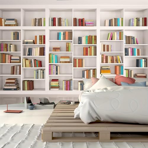 FENDROM White Bookshelf Bookcase Tapestry Home Office Video Conference Study Room Tapestries Wall Hanging Art for Bedroom Living Dorm Decor - color: White, size: 79"L x 59"W