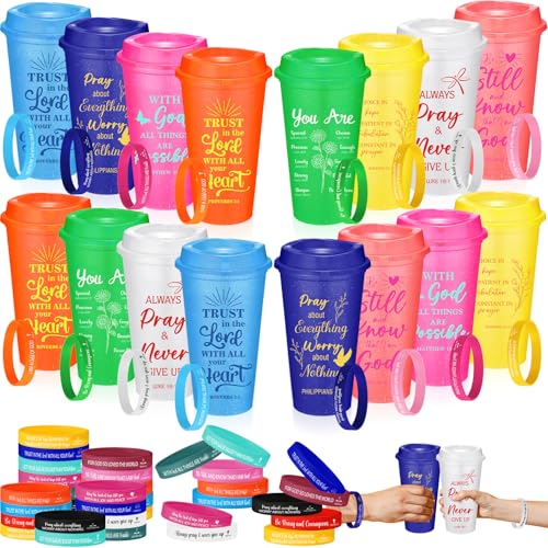 Pickmesh 32 Pcs Christian Gifts Bulk, 16oz Reusable Christian Coffee Cups