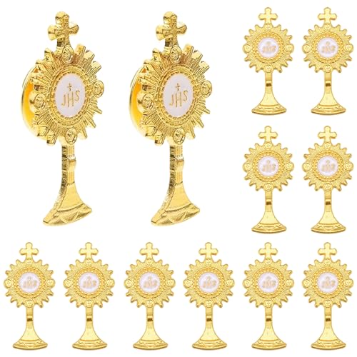 12Pcs Alloy Catholic Holy Light Brooches Used For The First Communion Lightweight Religious Clothing Pins Suitable for Meaningful Souvenirs For Both Men And Women