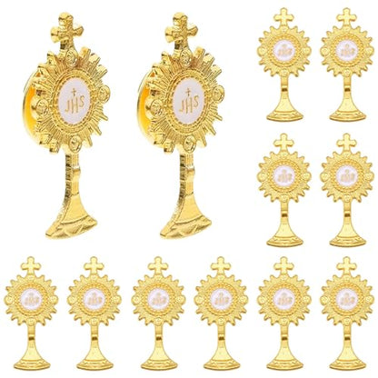 12Pcs Alloy Catholic Holy Light Brooches Used For The First Communion Lightweight Religious Clothing Pins Suitable for Meaningful Souvenirs For Both Men And Women