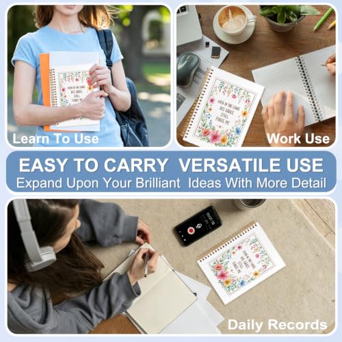 Christian Floral Bible Verse Notebook Journal for Women, 5.5x8.3 - color: white-Floral Bible Verse