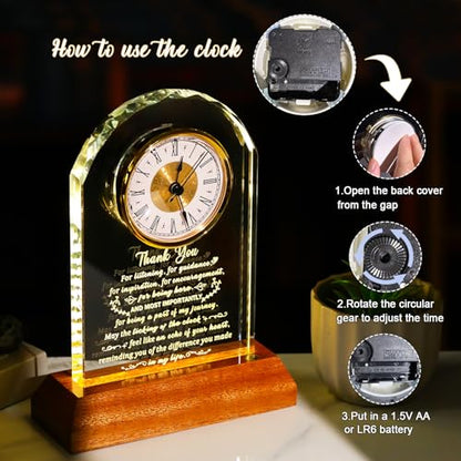 Arikyrist Thank You Gifts for Women Men Glass Clock Appreciation Gift - color: Thank You