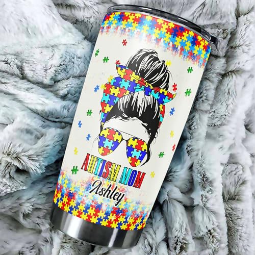 DORRIS Personalized Autism Awareness Tumbler 20oz 30oz Stainless Steel Insulated Cups Travel Coffee Mug Gifts for Warrior Mom Mother - color: Autism
