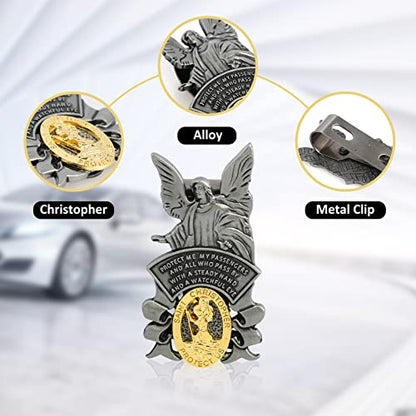 Guardian Angel St Christopher Medal Saint Christopher Car Visor Clip