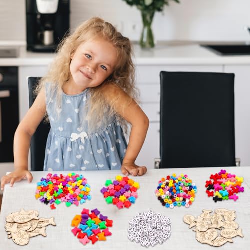 24Sets Christian Keychain Making Craft Kit with Wood Jesus Fish&Letter Beaads&Adjustable Rope,DIY Church Keychain Backpack Religious Keychains Cross Charm for Sunday Church School First Day Gifts