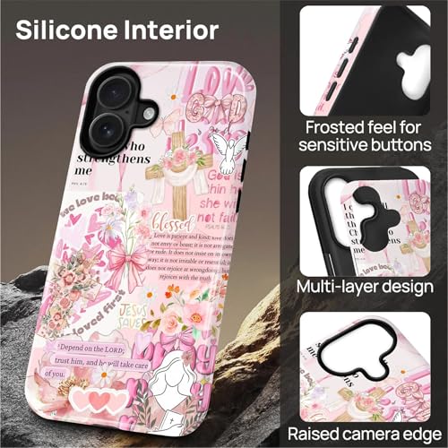 Magnetic Case for iPhone 16, Compatible with Magsafe PC Hard Shell & Silicone Inner Bumper Anti-Scratch Full-Body Cover Shockproof Slim Design Retro Newspaper Collage Religious Jesus - color: Retro Newspaper Collage Religious Jesus, size: iPhone 16