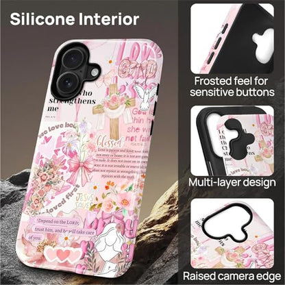 Magnetic Case for iPhone 16 Plus, Compatible with Magsafe PC Hard Shell & Silicone Inner Bumper Anti-Scratch Full-Body Cover Shockproof Slim Design Retro Newspaper Collage Religious Jesus - color: Retro Newspaper Collage Religious Jesus, size: iPhone 16 P