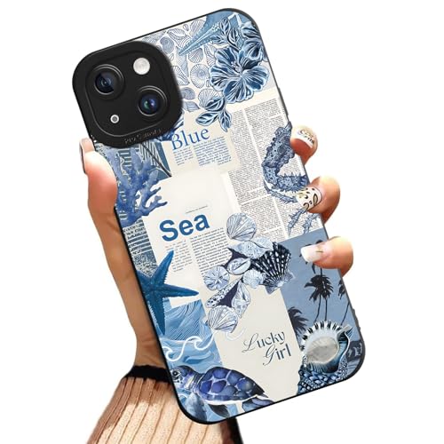 Aesthetics Summer Ocean Collage Phone Case for iPhone 14 Case Tortoise Pattern Shockproof Soft Protective for Women Men Phone Cover Funda for iPhone 14 6.1 Inch - color: Stylish Summer, size: for iPhone 14