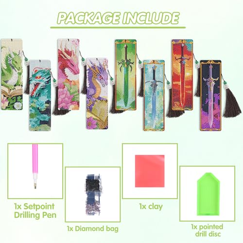 Dragon Sword Diamond Art Bookmarks, Diamond Painting Book Marks for Adults - style: Dragon 02