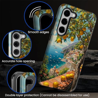 Compatible with Samsung Galaxy S23 Full Body Matte Case Hard Shell Shockproof Screen Lens Protection for Girl Boy Cute Pattern Italian Coast Amalfi Lemon Mediterranean Sea - color: Italian Coast Amalfi Lemon Mediterranean Sea, size: Samsung Galaxy S23