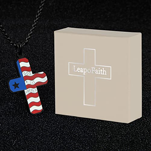 American Flag Cross for Car Rearview Mirror Hanging Accessories God Bless America Charm Pendant Car Decor Christian Patriotic Ornament Religious Cross Necklace Men Women (Black)