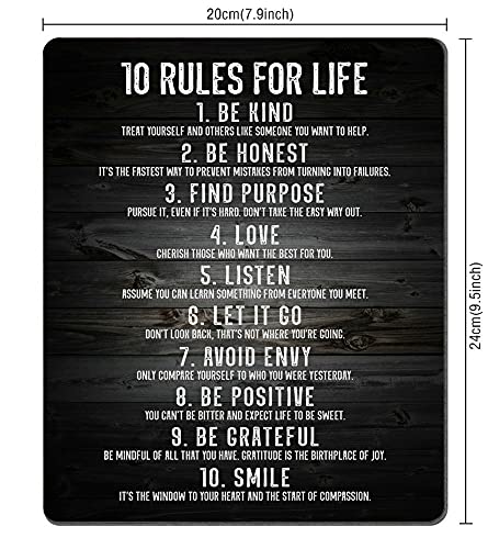 SSOIU Gaming Mouse Pad Custom,10 Rules for Life Motivational Sign Inspirational Quote Mouse Pad Motivational Quotes Mousepads 9.5 X 7.9 Inch (240mmX200mmX3mm) - color: SS01