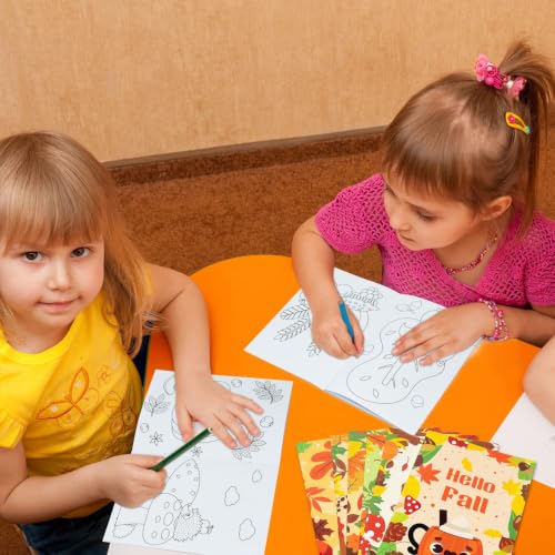 24Pcs Fall Coloring Books for Kids Bulk Autumn Mini Coloring Booklet DIY Art Drawing Book with Squirrel Pumpkin for Toddlers Halloween Thanksgiving Birthday Party Favors Goodie Bag Filler - style: Fall