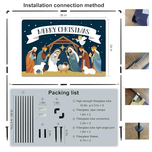 Christmas Decorations Outdoor Yard Nativity Scene Yard Sign reversible Dual Religious Manger Scene Yard Sign for Garden Lawn Christmas Decorations Holy family nativity scenes (Garden Sign Large) - size: Garden Sign Large