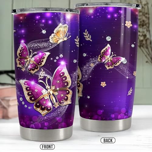 SANDJEST Butterfly 20oz Tumbler with Lid Gift for Women, Mother's Day, Birthday Gift Idea… - color: Butterfly