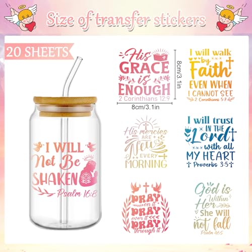 Rngmsi 20 Sheets Bible Verse Chrisitan UV DTF Cup Wrap Cold UV DTF Stickers - style: Bible Verse