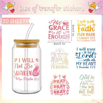 Rngmsi 20 Sheets Bible Verse Chrisitan UV DTF Cup Wrap Cold UV DTF Stickers - style: Bible Verse