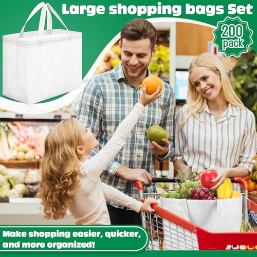 Windyun Reusable Grocery Bags Non Woven with Handles - color: White