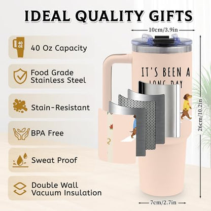 40oz Dachshunds Tumbler Gifts for Women, Water Bottle with Handle & Straw - color: Dachshund2-Khaki