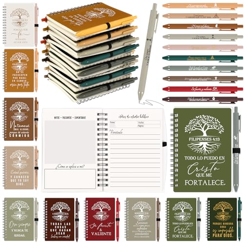 Kosiz 60 Pcs Spanish Christian Notebooks Pens, Special Style, Retro Color - color: Retro Color, style: Special Style
