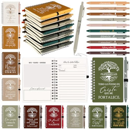 Kosiz 60 Pcs Spanish Christian Notebooks Pens, Special Style, Retro Color - color: Retro Color, style: Special Style
