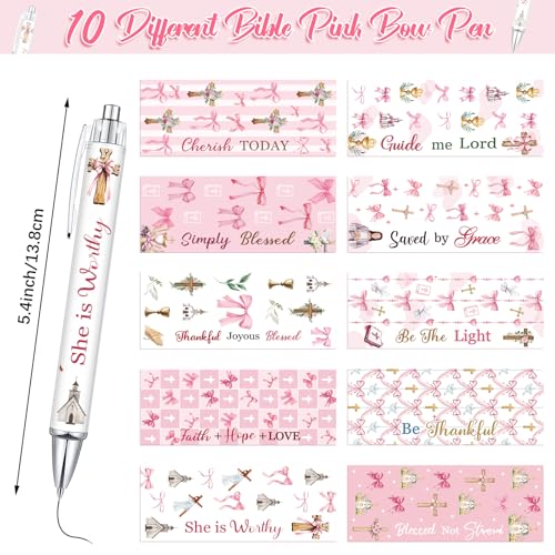 Tinlade 10 Pcs Christian Bible Verse Ballpoint Ink Pens,Pink Bow - style: Pink Bow