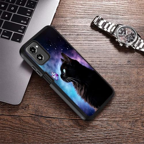 Designed for Moto G Power 5G 2024 Case, Military Grade Heavy Duty 3-Layer Shockproof Full-Body Protective Cover for Motorola Moto G Power 5G 2024, Cat and Butterfly - color: Cat and Butterfly