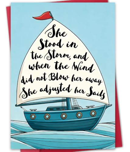 Encouragement Card for Women, Thinking of You Card for Her, Cancer Support Card, Chemo Encouragement Card, Inspirational Support Card, Printed Message Inside, with Red Envelope and Gold Seal Sticker - color: BT-464