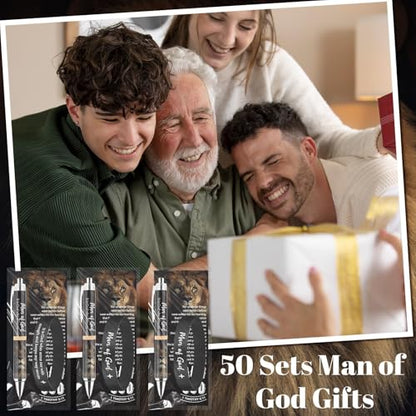 50 Sets Man of God Gifts Bulk Christian Ballpoint Pens with Man of God Bracelets Wristbands Bible Verse Cards for Father Church Dad Godfather Pastor Office Employee Religious Party Favors (Style A) - style: Style A