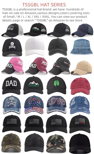 TSSGBL Various Gift Hats for Men - M L XL XXL Big Head Fit, Adjustable Mesh Trucker Ball Cap, Ideal Gifts - color: Meshback Black, size: One Size