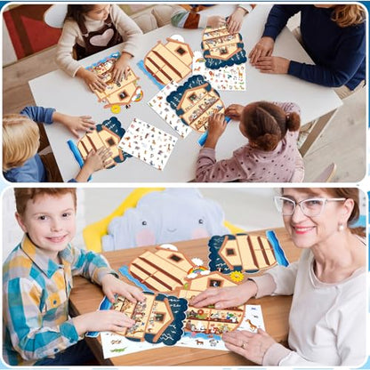 Thyle 12 Set Noahs Ark Sticker Scene Craft Kit for Kid,Sunny and Rainy Days - style: Sunny and Rainy Days