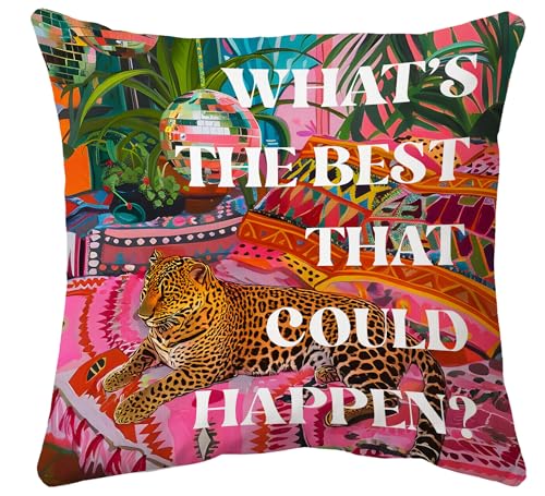 Voatok Leopard Cheetah Inspirational Pillow Covers 18x18, Retro Preppy Maximalist Motivational Cheetah Decorative Throw Pillow Covers Pillowcases Decorations for Home Bedroom Sofa Bed Couch Decor - color: Cheetah-1