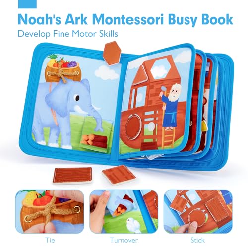 hahaland Noah's Ark Toy Busy Book for Toddlers 1-3 - Baptism Gifts for Boys - style: Noah's Ark