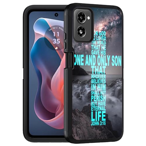 for Moto G Power 5G 2024 Case, Military Grade Heavy Duty 3-Layer Shockproof Full-Body Protective Cover for Motorola Moto G Power 5G 2024, Christian Cross Bible Verse Quote John 3:16 - color: Christian Cross Bible Verse Quote John 3:16