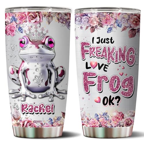 Personalized Frog Tumbler Gifts for Women Travel Cup Coffee Mug Jewelry Style Insulated Stainless Steel 20oz With Lid Gift for Girls Daughter Sister Animal Lovers - color: Frog