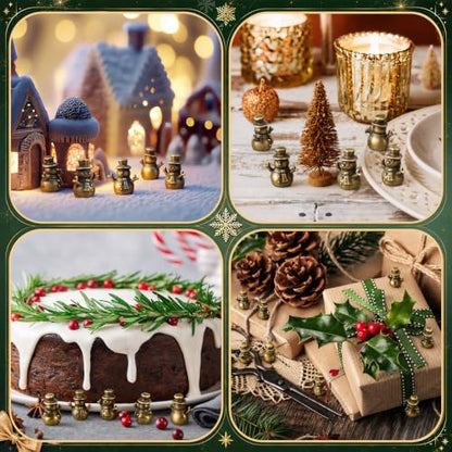 Civaner 50 Mini Brass Snowman Figurines, Tiny Christmas Snowman Decor - style: Snowman