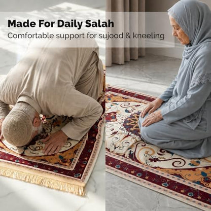 UrmiX Memory Foam Prayer Mat, Thick Prayer Rug for Daily Salah, Burgundy - color: Burgundy