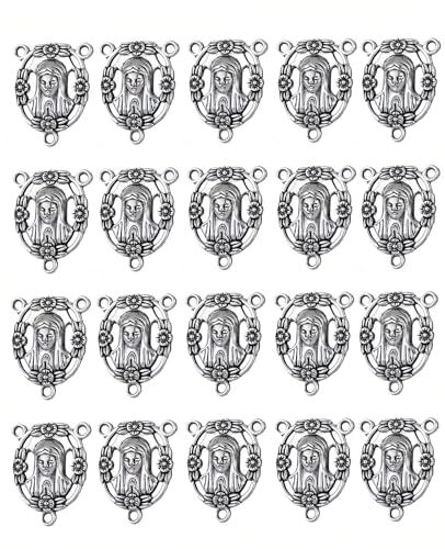 COTTVOTT St Benedict,Our Lady of Guadalupe Medal for DIY Jewelry Making,Virgin Mary Christ Jesus Rosary Center Connection Part - color: 20pcs-our lady of sorrows