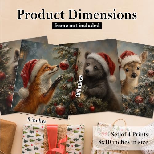 DOFQZ Moody Christmas Tree Animal Wall Art Prints 8x10 Set of 4 - color: 41Child, size: 8*10