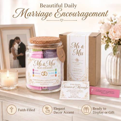 Mr and Mrs Bible Verse Jar, Christian Wedding Gifts for Couples, Gifts for Couple - color: Mr & Mrs