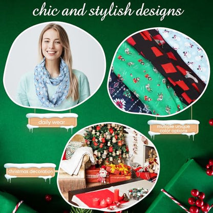 Handepo 6 Pcs Christmas Infinity Scarf Lightweight Holiday Loop Sheer Scarves Sheer Infinity Women's Scarves (Classic Style)