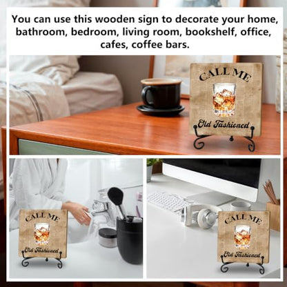 Bar Decor, Call Me Old Fashioned Wooden Desk Sign, Whiskey Lovers Gifts - color: Old Fashioned Drink