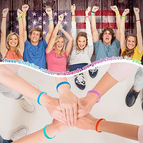 Estune 120 Pcs Bible Verse Bracelets Christian Wristbands, Bright Color - color: Bright Color