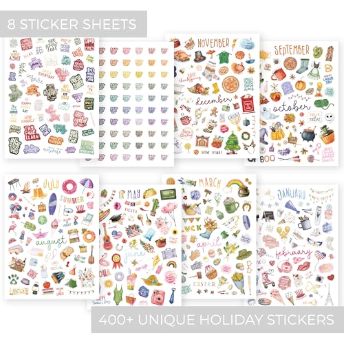 Aesthetic Monthly Planner Stickers - Holiday Sticker Set for Your Calendar