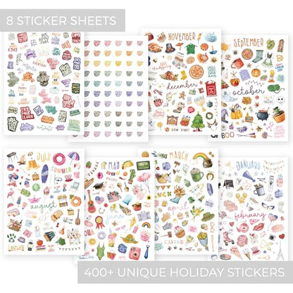 Aesthetic Monthly Planner Stickers - Holiday Sticker Set for Your Calendar