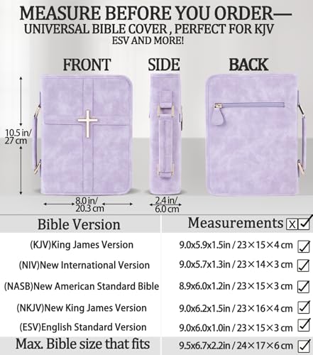 Vegan Leather Bible Cover Case, Bible Bag for Men Women, Gift Box Packaging - color: Purple