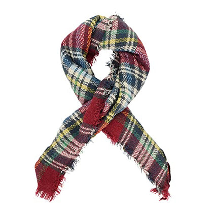 American Trends Scarfs for Women Winter Triangle Scarf Classic Plaid Warm Scarf Soft Scarves Knitted Wrap Shawl - color: Triangle Striped Burgundy & Beige