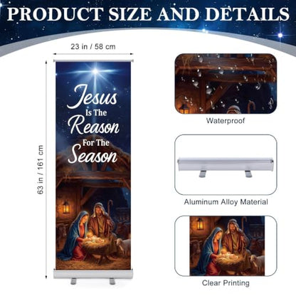 Ceenna 63" x 23.6" Christmas Nativity Retractable Banner with Bag - style: Christmas Nativity